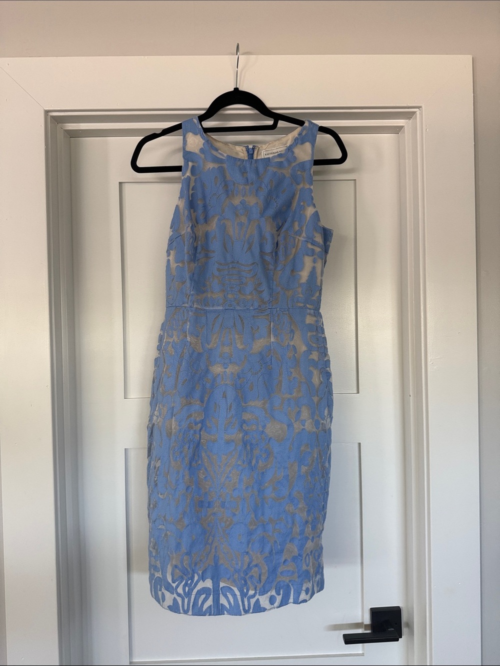 Sleeveless Light Blue Lace Midi Dress